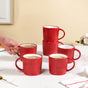 Cresta Ceramic Coffee Mug Set Of 6 Red 300ml