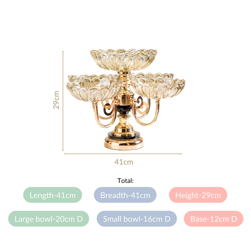 Decorative Glass Bowls With Rotating Metal Stand