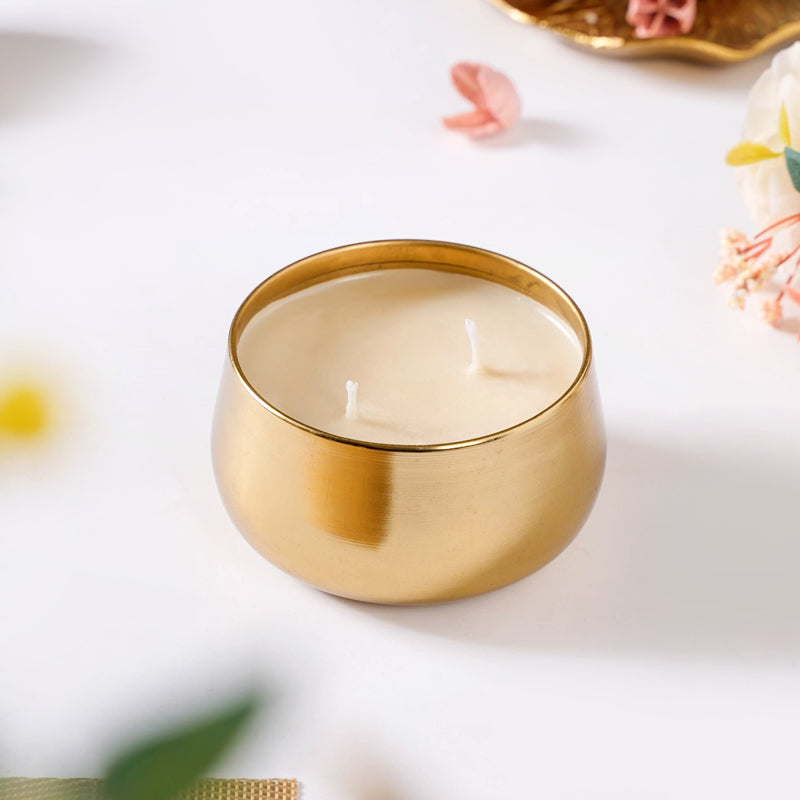 Floral Gold Double Wick Scented Candle Set Of 2 - Double Wick Scented Candle, Scented Candle Set, Floral Scented Candle, Set of 2 Candles