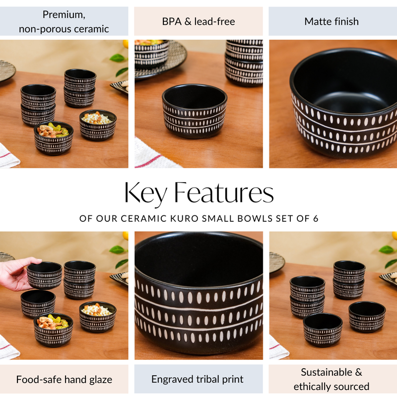 Kuro Ceramic Small Bowls Set Of 6 200ml