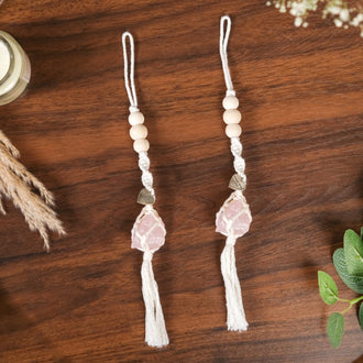 Macrame Himalayan Salt Crystal Wall Hanging Set Of 2