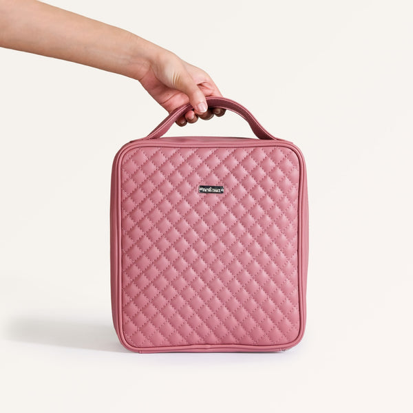 Pastel Pink Quilted Travel Organiser Kit Set Of 4