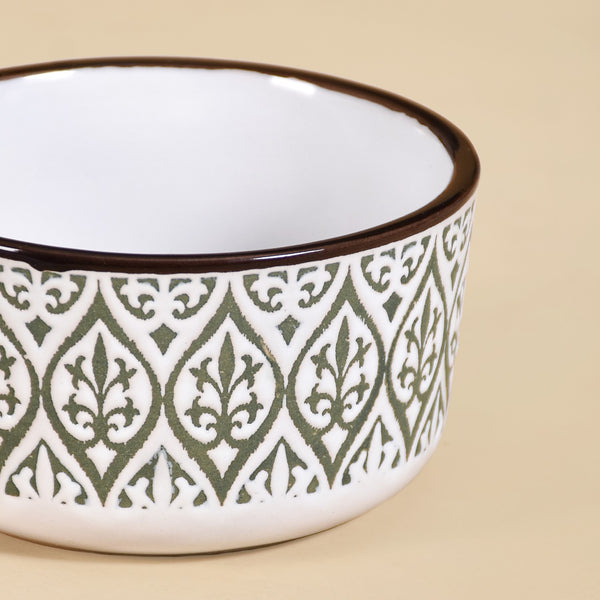 Set Of 4 Baroque Ceramic Small Bowl Green 200ml