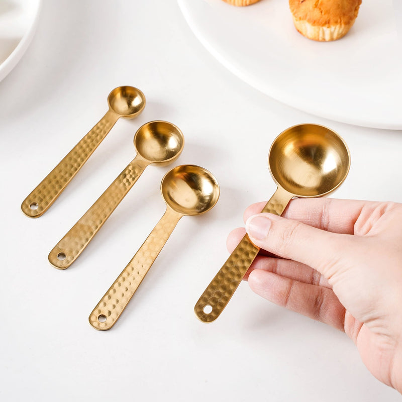 Set Of 4 Measuring Spoons With Gold Finish