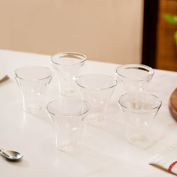 Set Of 6 Wide Top Double Wall Shot Glasses 100ml