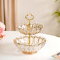 Shimmery Crystal Glass 2 Tier Snack Stand