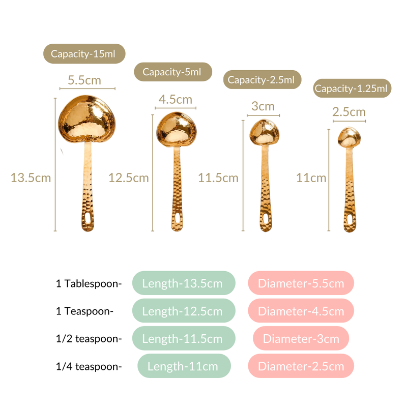 Hammered Texture Heart Measuring Spoon Set of 4