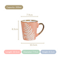 Pastel Peach Leaf Latte Mug Set of 6 200ml - Tea cups, tea cup set, ceramic tea cups, printed tea cups, tea cup set of 6