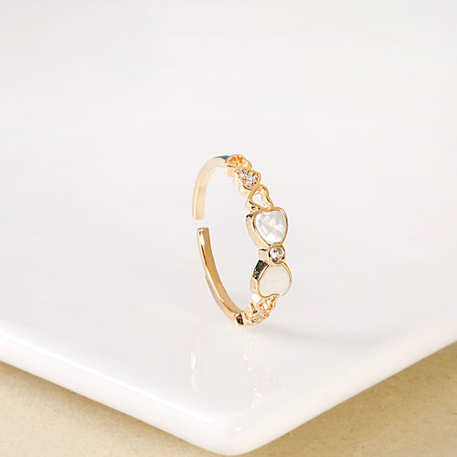 Pretty Bow And Hearts Gold Ring