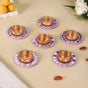 Lavender Tealight Holders With Mirror Decoration Set Of 6