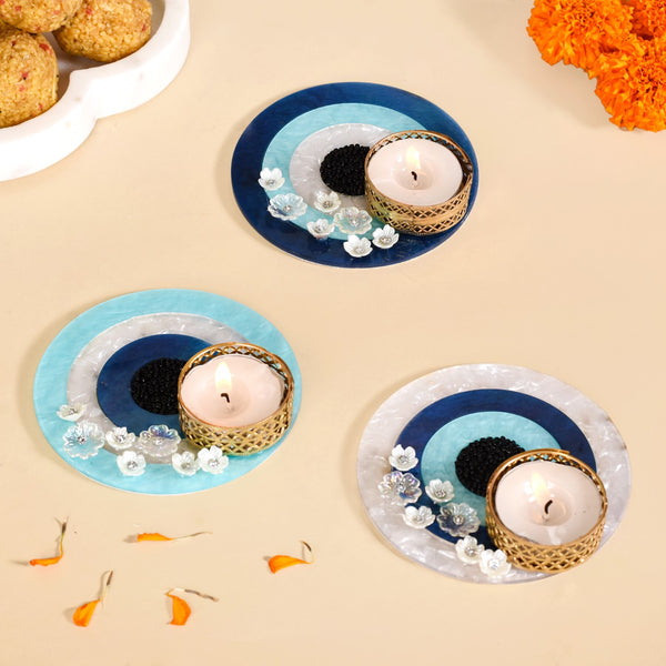 Set Of 3 Evil Eye Tea Light Holders