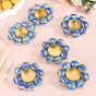 Set Of 6 Blue Beaded Metal Tea Light Candle Holders