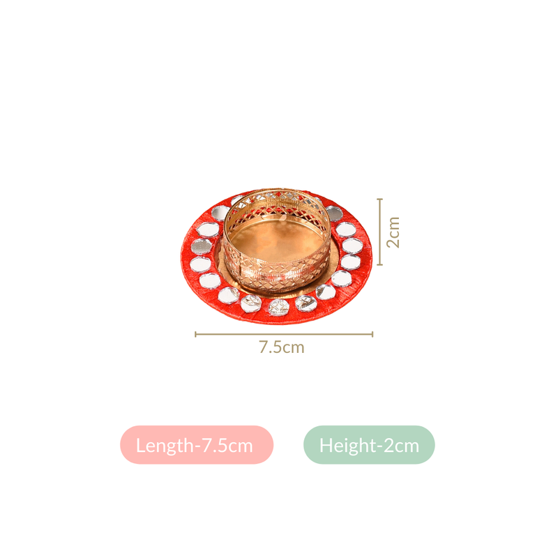 Set Of 6 Mirror Art Red Tea Light Holders