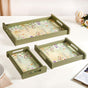 Valley Of Flowers Wooden Serving Tray Set Of 3