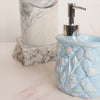 Blue 2 In 1 Ceramic Dispenser With Toothbrush Holder