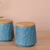 Multipurpose Floral Ceramic Jar Set Of 2 Blue