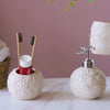Beige Embossed Ceramic Bath Set Of 3