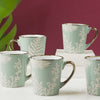 Floral Coffee Mug Set of 6 Sage Blue 200ml