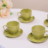 Costola Tea Cup And Saucer Set Of 4 Olive 125ml