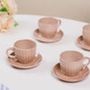 Costola Ceramic Tea Cup And Saucer Set Of 4 Pink 125ml