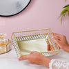 Modern Gold Edge Glass Decorative Tray Small