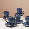Nori Cup And Saucer Set Of 6 Blue With Gold Detail 250ml