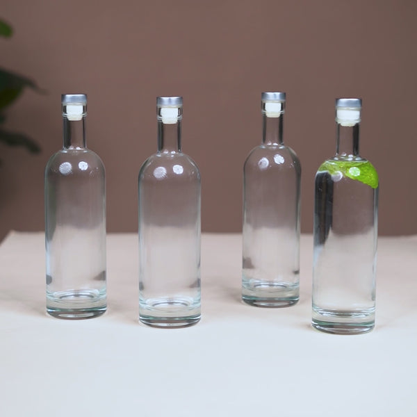 Transparent Glass Bottle With Stopper Set Of 4