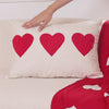 Heart Trio Fluffy Applique Cotton Cushion Cover 20x14 Inch