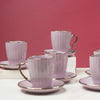 Nori Lined Tea Cup And Saucer Set Of 6 Lavender 250ml