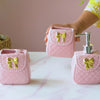 Pink Ceramic Bag Shaped Bath Set Of 3