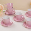 Set Of 6 Pink Tara Ceramic Tea Cup And Saucer 225ml