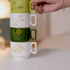 Foliage Stackable Ceramic Coffee Cup Set Of 4 250ml