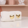 Fluffy White Heart Makeup Bag Set Of 2