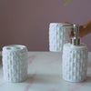 White Cross Knit Ceramic Bathroom Accessories Set Of 3