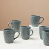 Set Of 6 Textured Coffee Mugs Grey 220ml