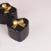 Quilted Heart Ceramic Storage Box With Bow Set Of 2 Black