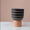 Striped Ceramic Flower Vase Black