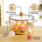 Printed Borosilicate Glass Cooking Pot With Lid 3200ml