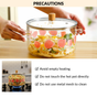 Printed Borosilicate Glass Cooking Pot With Lid 3200ml