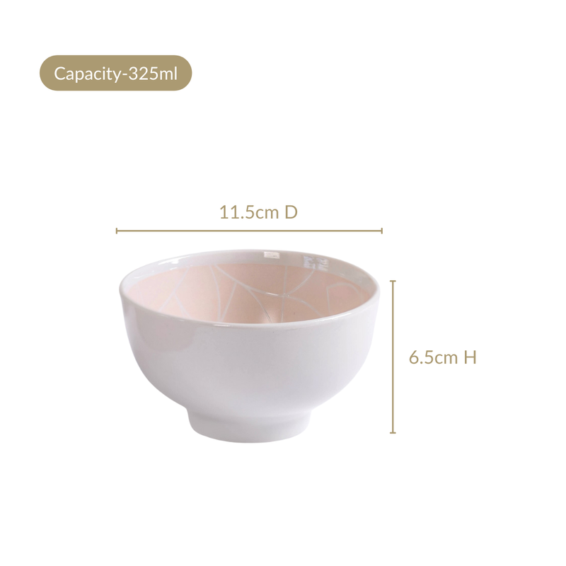 Ascentia Pastel Pink Art Deco Style Snack Bowl Set Of 4 325ml