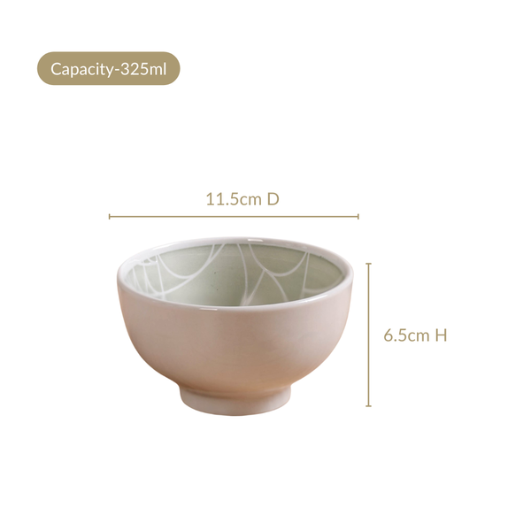 Monvia Geometric Pattern Ceramic Bowl Set Of 4 Mint 325ml