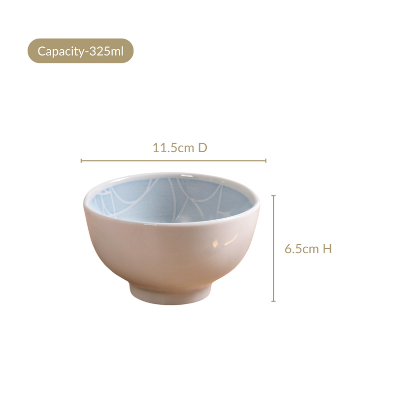 Ascentia Art Deco Printed Snack Bowl Set Of 4 Blue 325ml