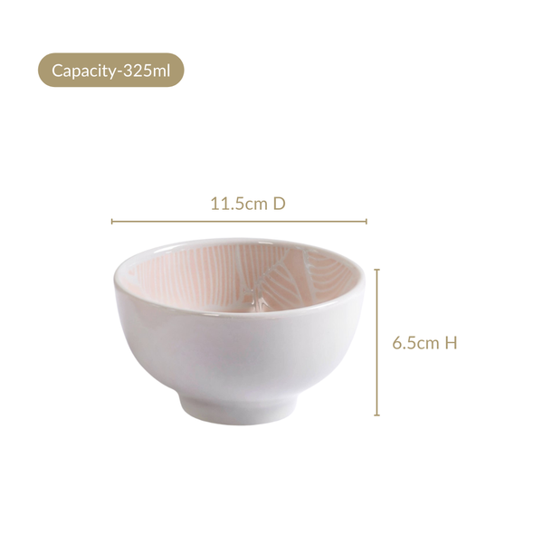 Tropica Pastel Pink Ceramic Snack Bowl Set Of 4 325ml