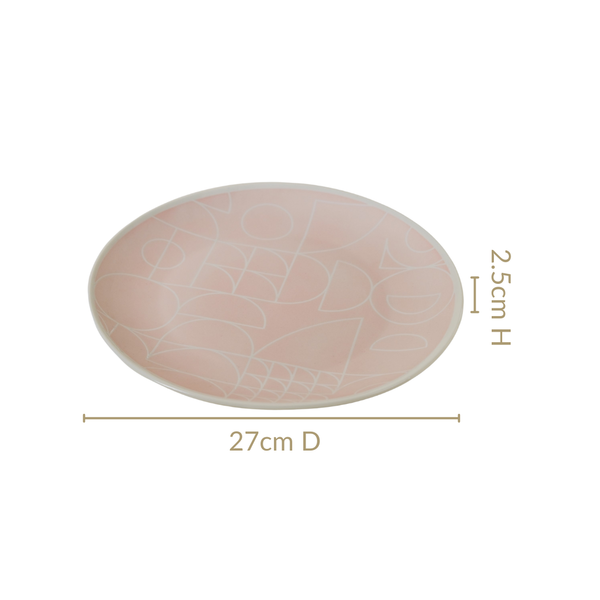 Monvia Pastel Pink Art Deco Style Dinner Plate Set Of 4 10 Inch