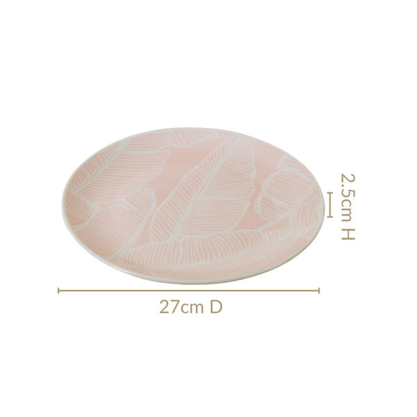 Tropica Pastel Pink Ceramic Dinner Plate Set Of 4 10 Inch