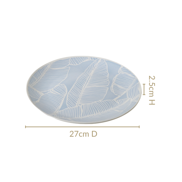 Tropica Baby Blue Printed Ceramic Dinner Plate Set Of 4 10 Inch