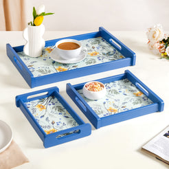 Set Of 3 Flower Field Wooden Serving Trays