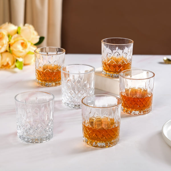 Prism Cut Whiskey Glass Set Of 6 240ml