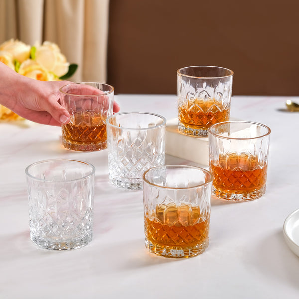 Prism Cut Whiskey Glass Set Of 6 240ml