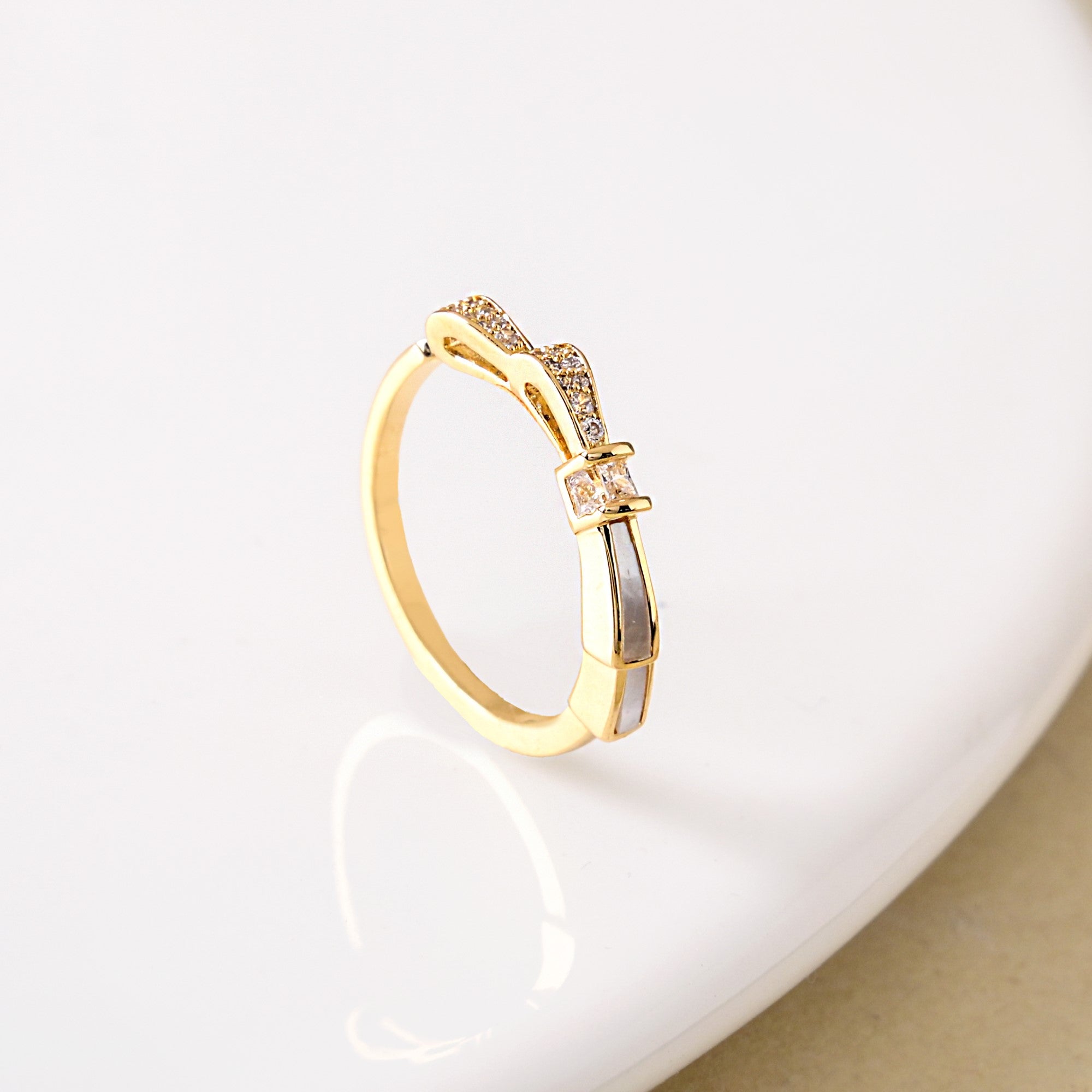 Ring Online - Premium Promise Ribbon Gold Ring | Nestasia